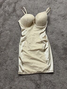 Sweet Nothings Nude Shapewear Slip Dress Built In Bra Shaper Control SIZE 36C